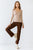 Sand Ribbed V-neck Long Sleeve Soft To Touch Top