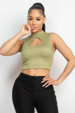 Mock Keyhole-front Crop Top