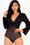 Mesh long sleeve deep v-neck bodysuit