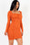 U-neck long sleeve ruched bodycon mini dress