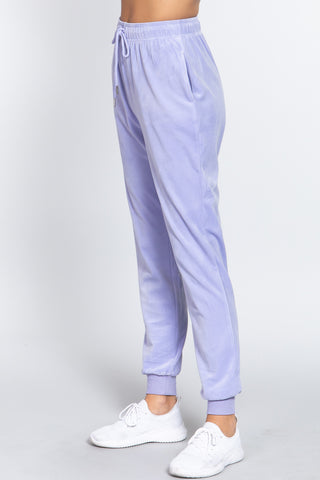 Waist Elastic Velour Long Jogger Pants