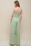 Woven Solid Sleeveless Smocked Ruffle Jumpsuit