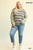 Novelty Knit And Solid Knit Mixed Loose Top With Drop Down Shoulder