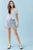 Light Blue Floral Embroidered Button-up Collared Neck Short Sleeve Top