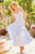 V-neck Tie Shoulder Strap Tier Stripe Print Maxi Oversize Dress