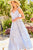 V-neck Tie Shoulder Strap Tier Stripe Print Maxi Oversize Dress