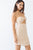 White & Apricot Stripe Print Strapless Twist Cut-out Smocked Back Mini Dress
