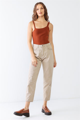 Viscose Blend Sleeveless Square Neck Bodysuit