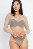 Sexy Sheer Mesh Long Sleeve Bodysuit