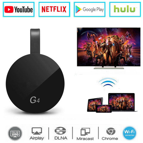 For Google Chromecast 2/3/2018 Android Netflix YouTube Cromecast Miracast WiFi HDMI Dongle Receiver Mirascreen G4 Media Streamer black