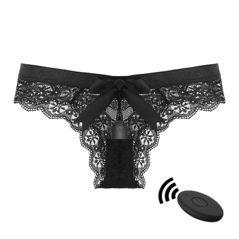 Women Lace Underwear Panty 10 Vibration Modes Usb Charging Wireless Remote Control Vibrator Adult Sex Toys Remote control- black panties