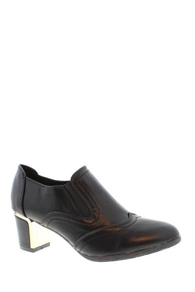 Ladies fashion ankle boot, closed round toe, block heel, slip on, with side elastics - merchandiserus2