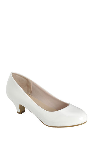 Ladies fashion high heel pump, closed round toe, kitten heel, slip on closure - merchandiserus2