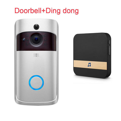 Anytek M3 Smart Wireless WiFi Doorbell IR Video Camera Intercom Record Home Security Bell with Ding dong - Silver EU Plug