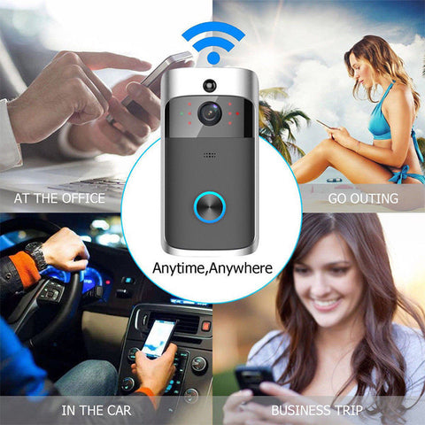 Wireless WiFi DoorBell Smart Video Phone Door Visual Ring Intercom Secure Camera - Black
